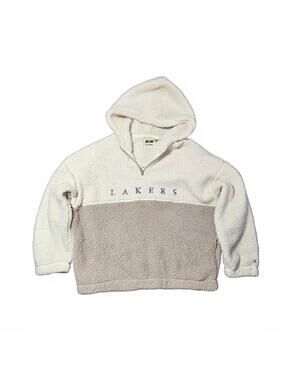 Vintage Tailgate Lakers XL Women's Beige White Lakers Fleece Hoodie Jacket Cozy